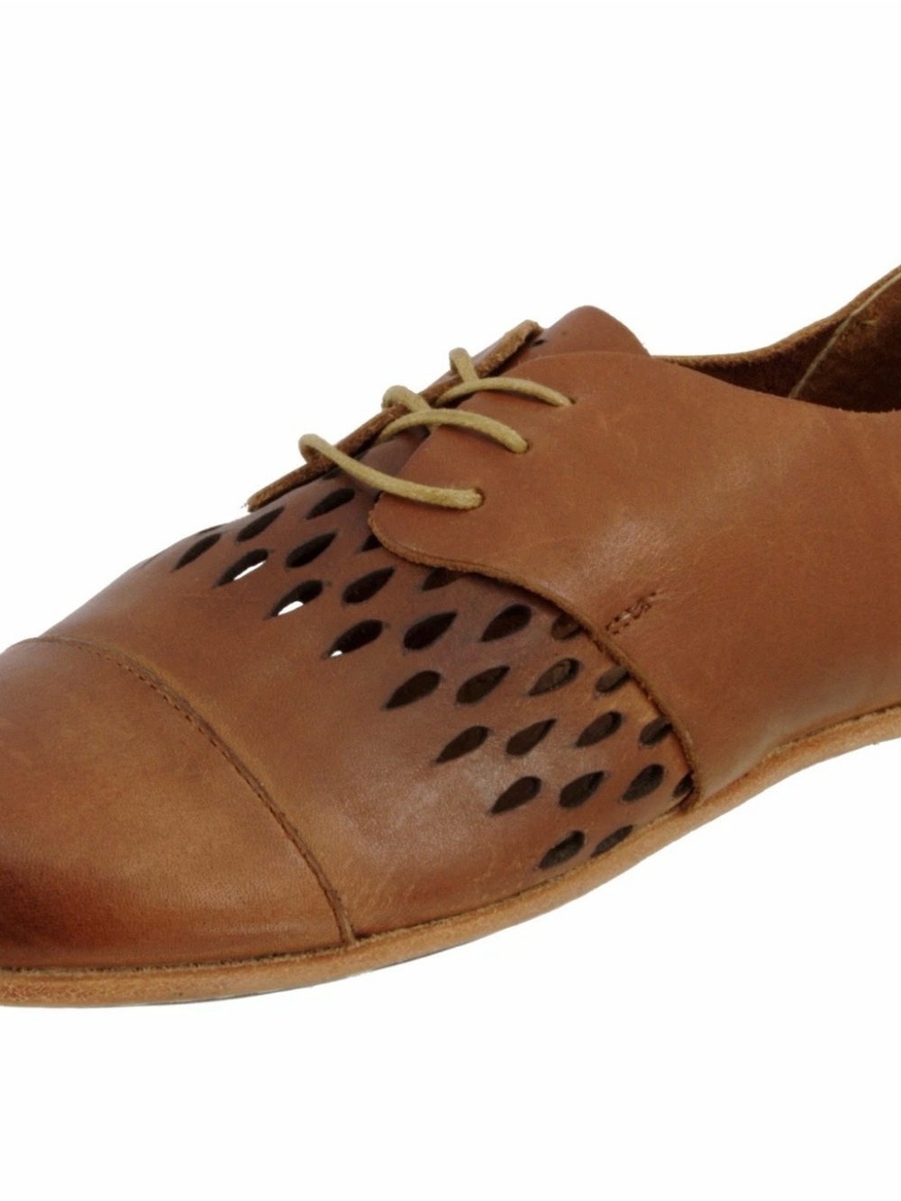 Olukai Sample AKAU Brown Leather Perforated Oxford Shoes Sz 7